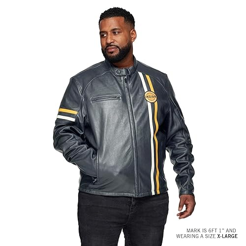 Indian Motorcycle Men's Cafe Leather Jacket, Black